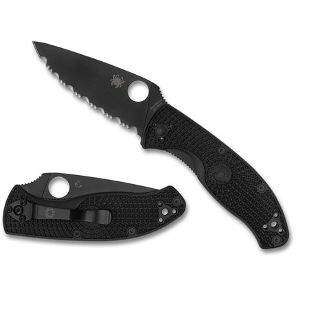 Spyderco 2023 Spyderco, Reveal V4, Tenacious, Black Frn, Black Blade, Serrated SPY-C122SBBK